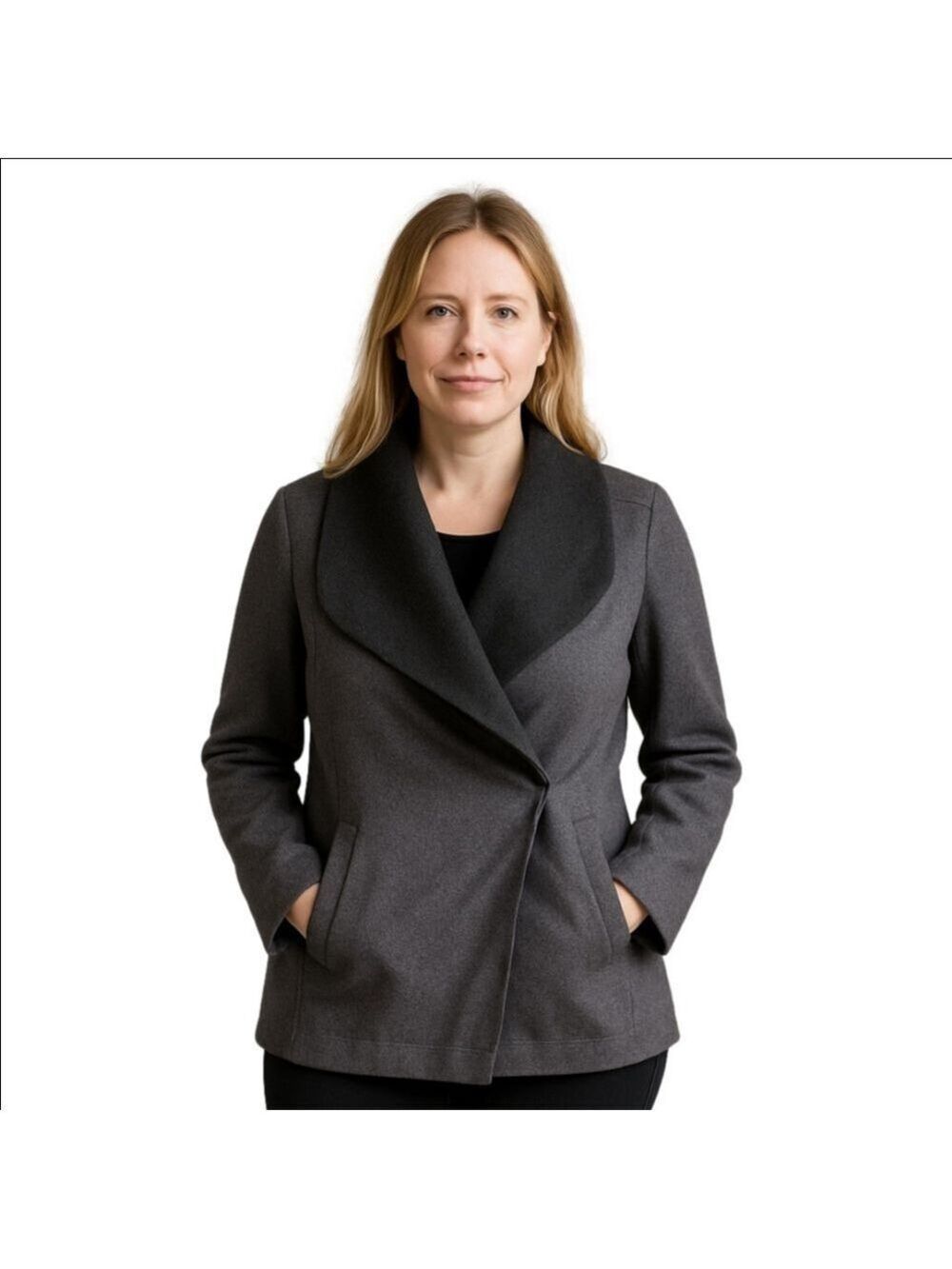 A New Day Gray Pea Coat Women's Extra Small